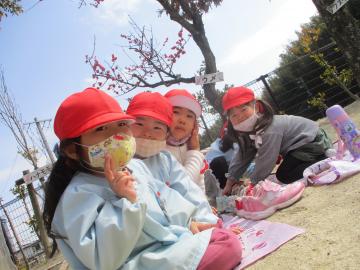 お花見をする子ども達